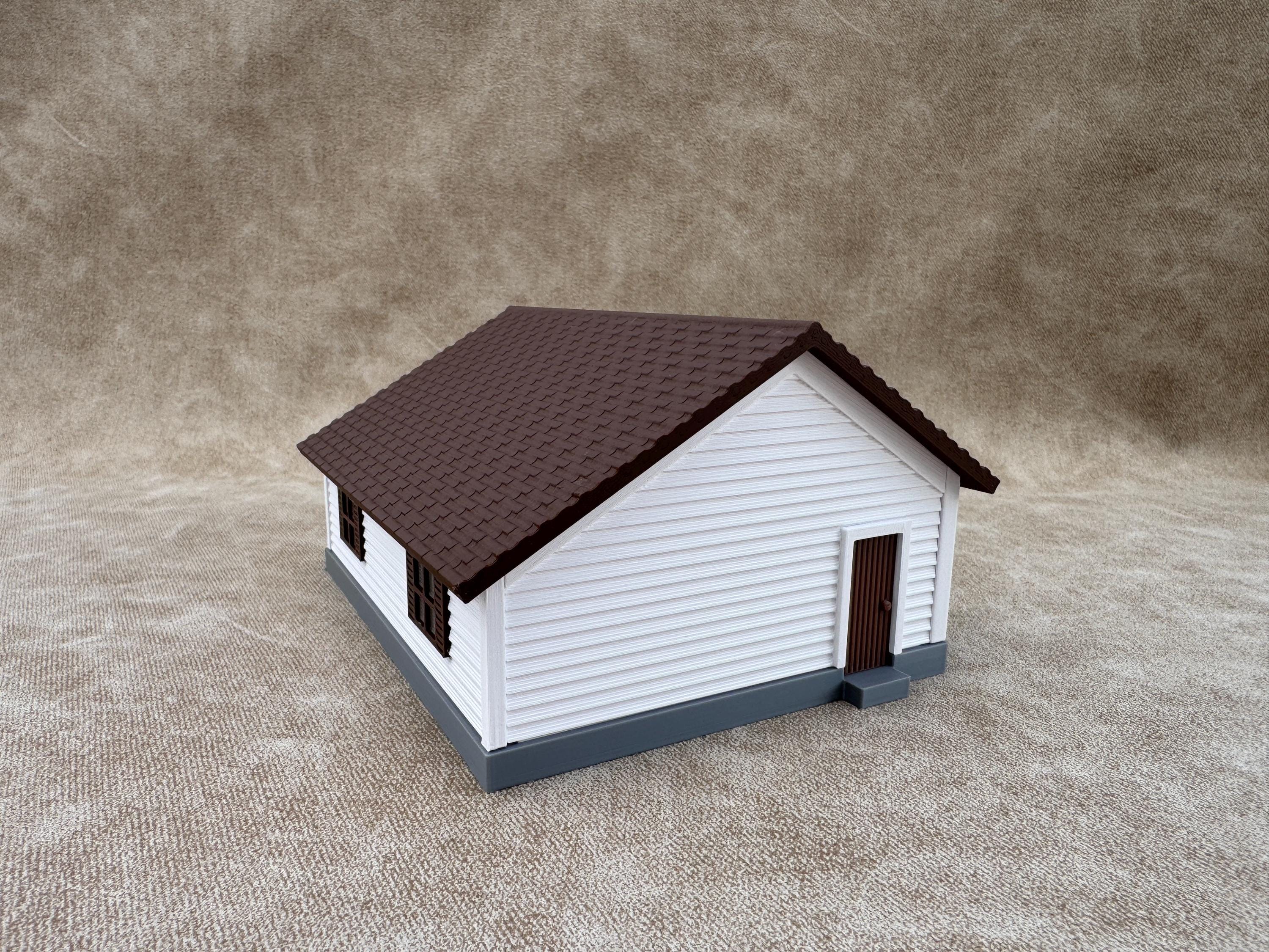 1/64 Scale Garage - Early 1940s Farm Garage - Farm Set Model - Brown Roof