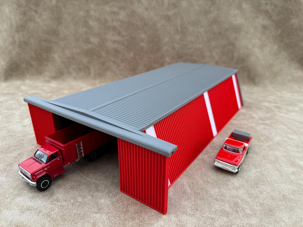1/64 Scale - Farmstead Style Red Machine Shed - 76' Scaled Length - Made in USA