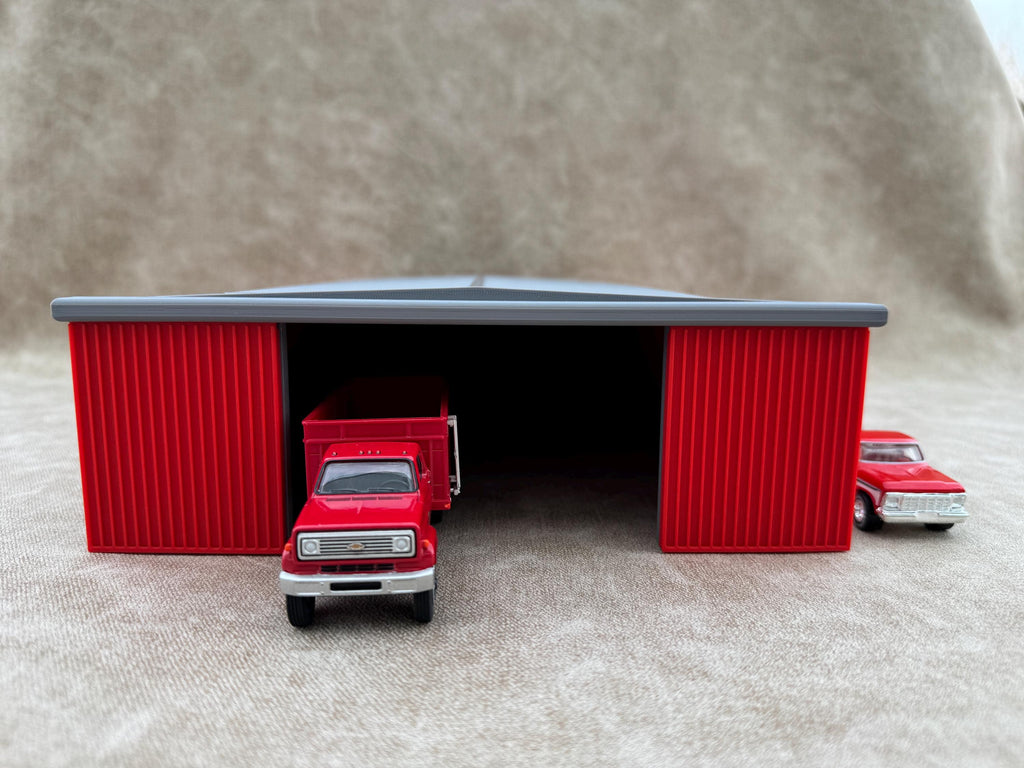 1/64 Scale - Farmstead Style Red Machine Shed - 76' Scaled Length - Made in USA