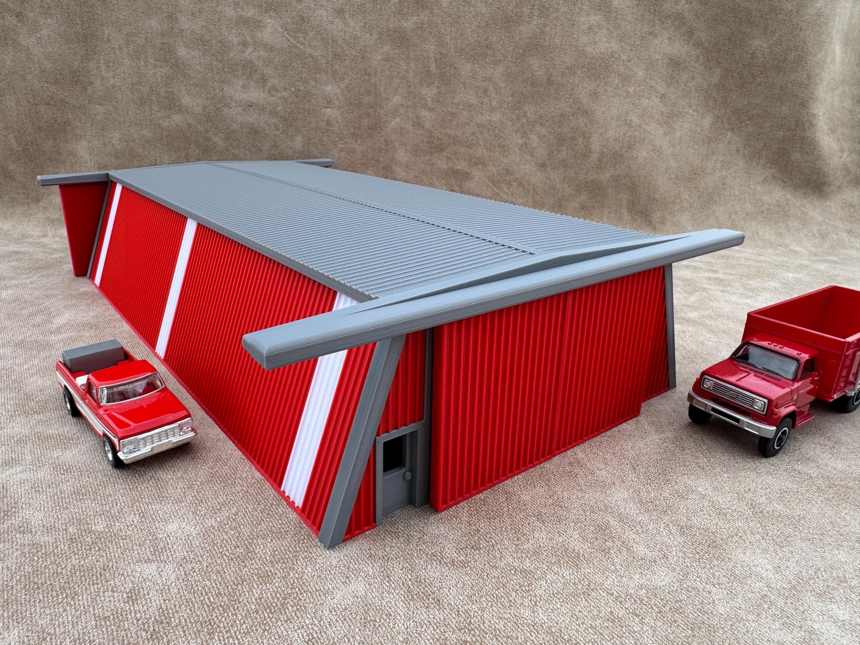 1/64 Scale - Farmstead Style Red Machine Shed - 76' Scaled Length - Made in USA