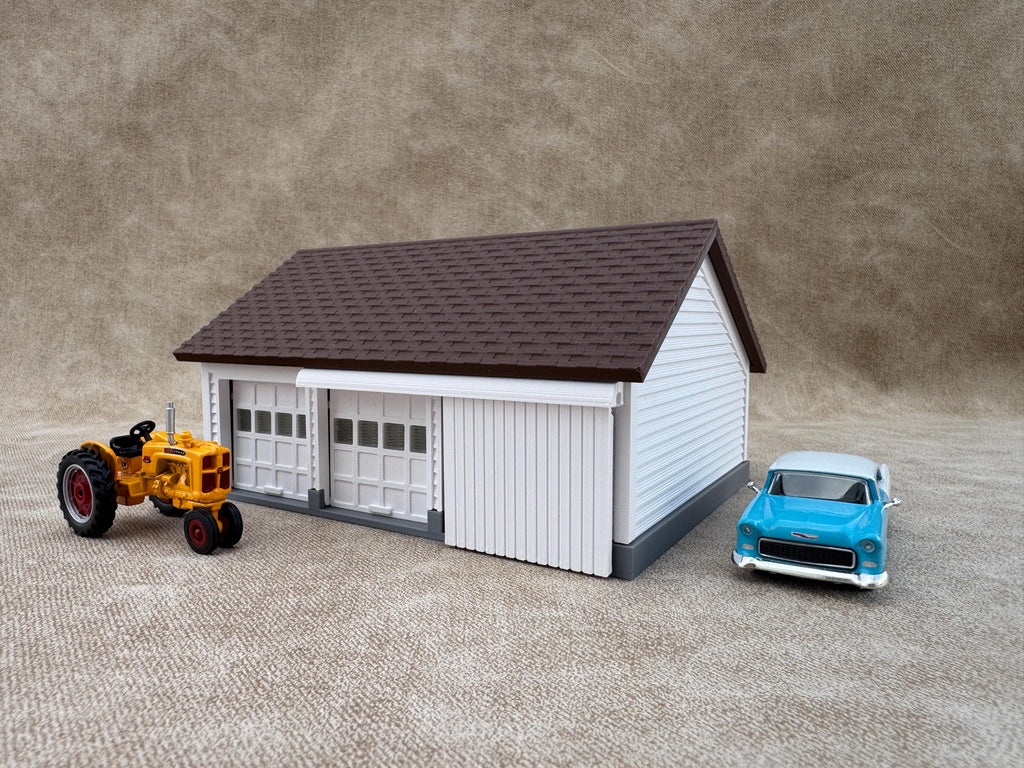 1/64 Scale Garage - Early 1940s Farm Garage - Farm Set Model - Brown Roof