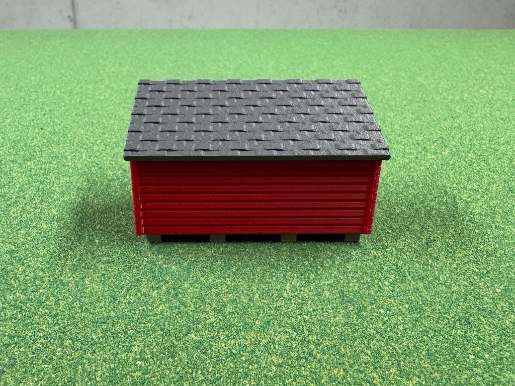 1/64 Scale Chicken Barn - Poultry Shed - Red Siding w/Gray Shingles - Made in USA