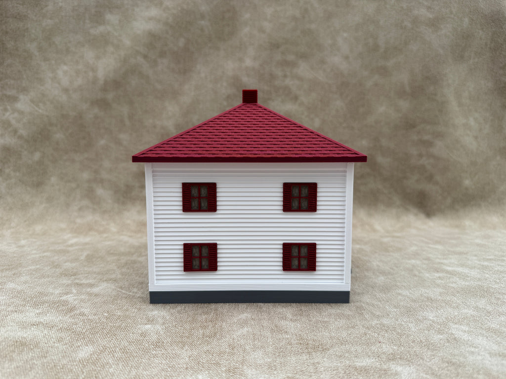 1/64 Scale House & Garage Combo - Early 1900s Sears Farm House - Farm Set Model - Maroon Red
