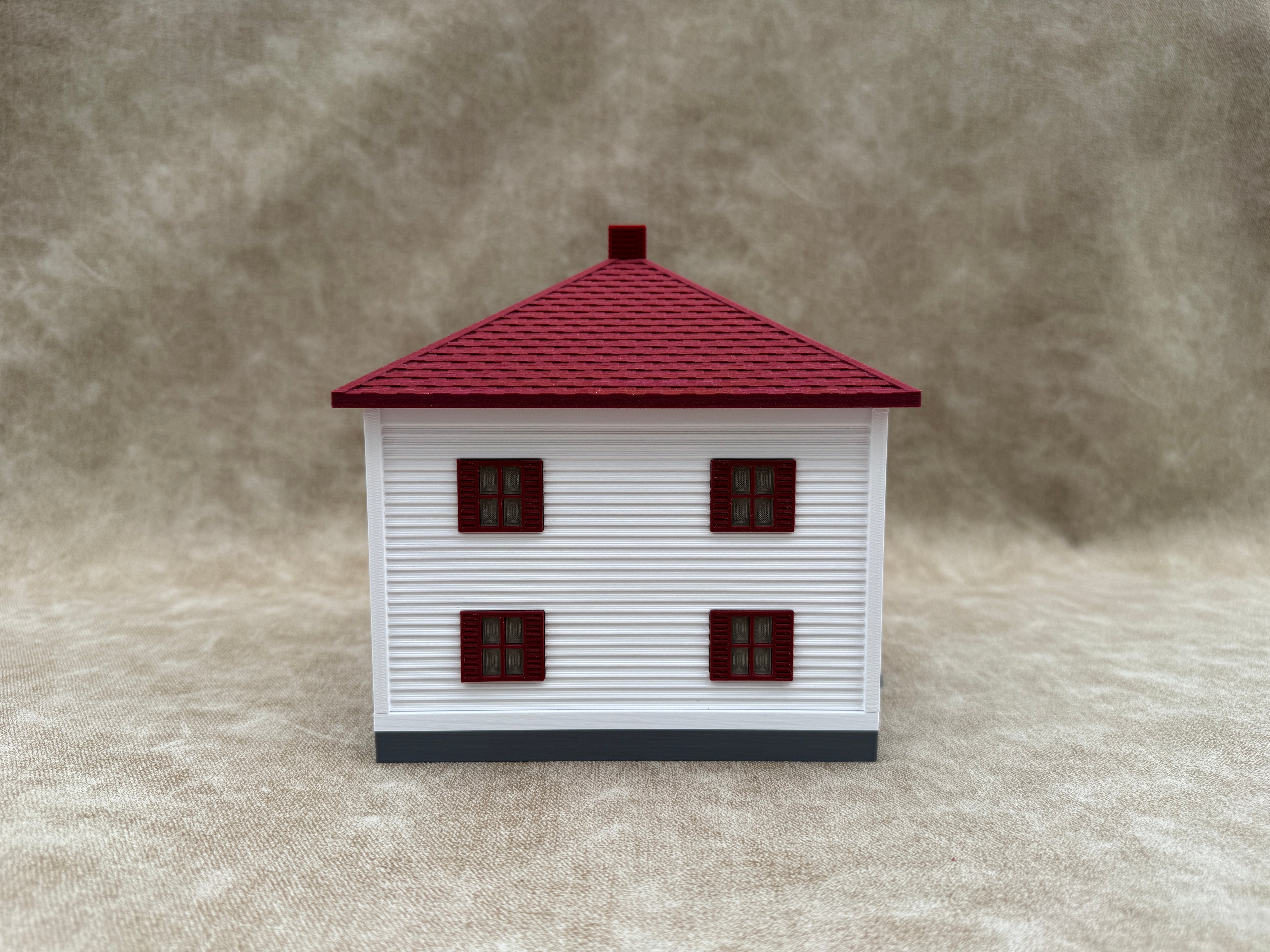 1/64 Scale House & Garage Combo - Early 1900s Sears Farm House - Farm Set Model - Maroon Red