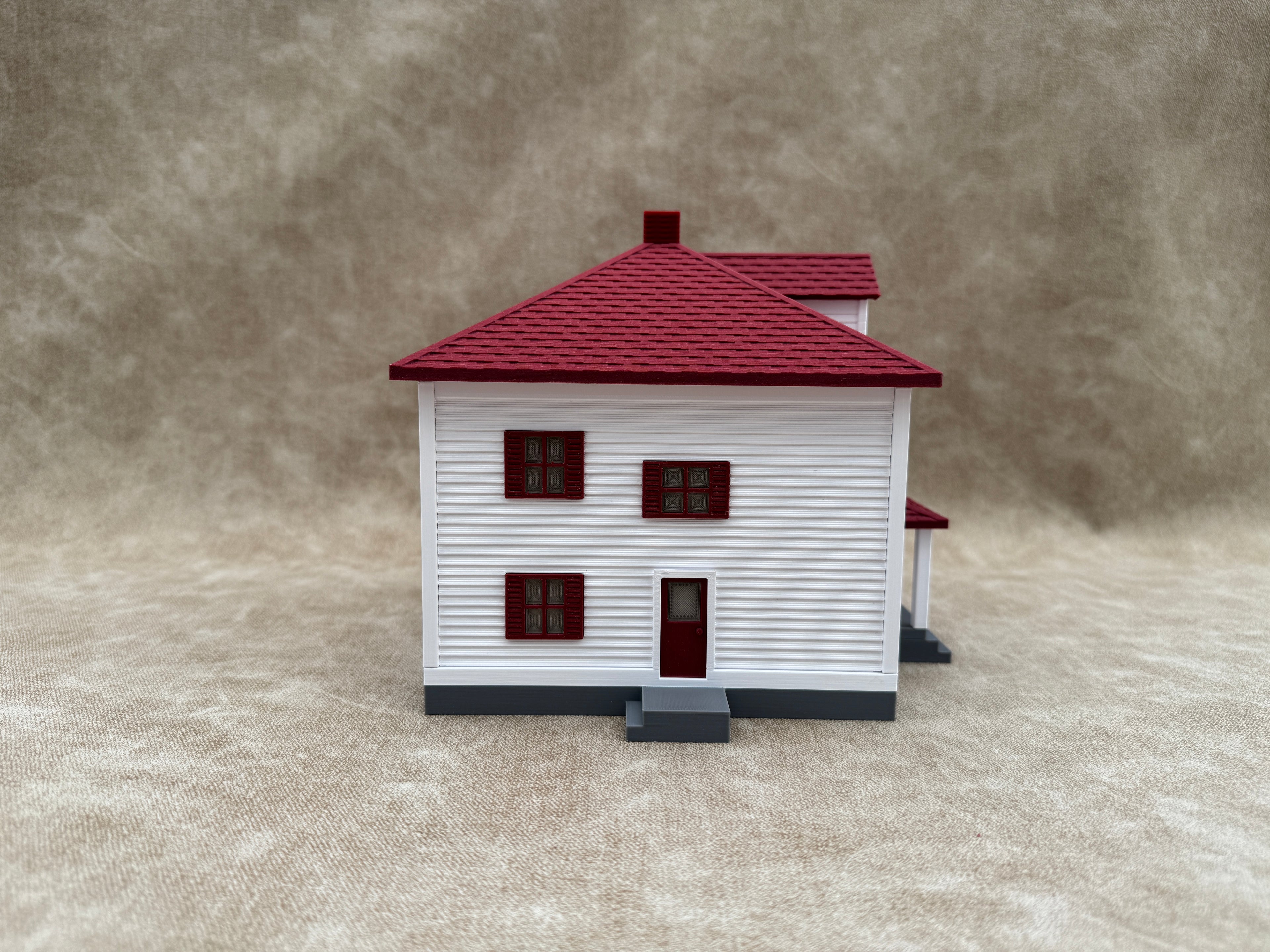 1/64 Scale House & Garage Combo - Early 1900s Sears Farm House - Farm Set Model - Maroon Red