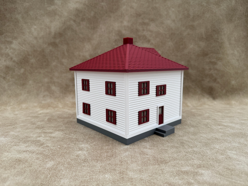 1/64 Scale House & Garage Combo - Early 1900s Sears Farm House - Farm Set Model - Maroon Red
