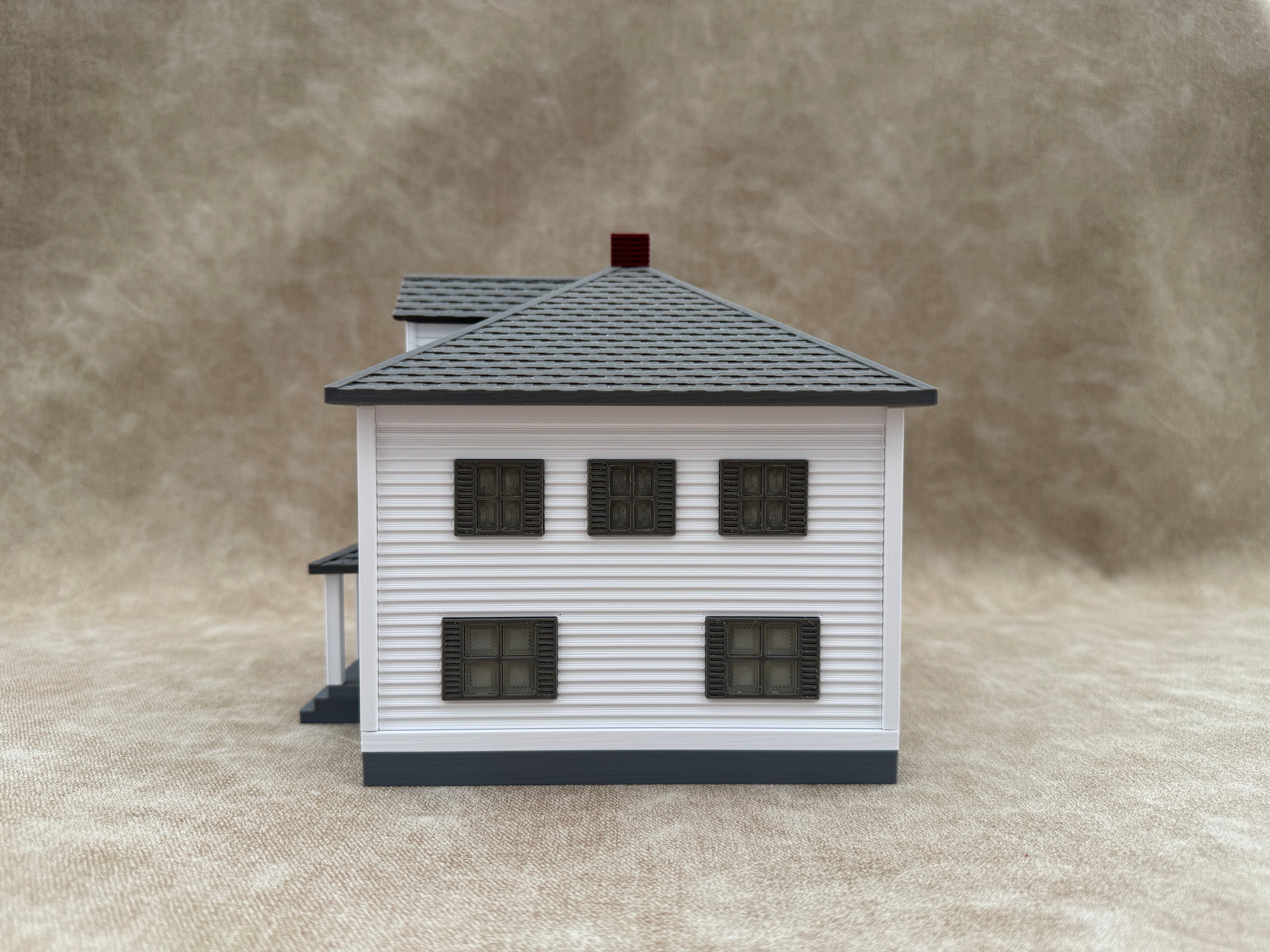 1/64 Scale House & Garage Combo - Early 1900s Sears Farm House - Farm Set Model - Gray Roof