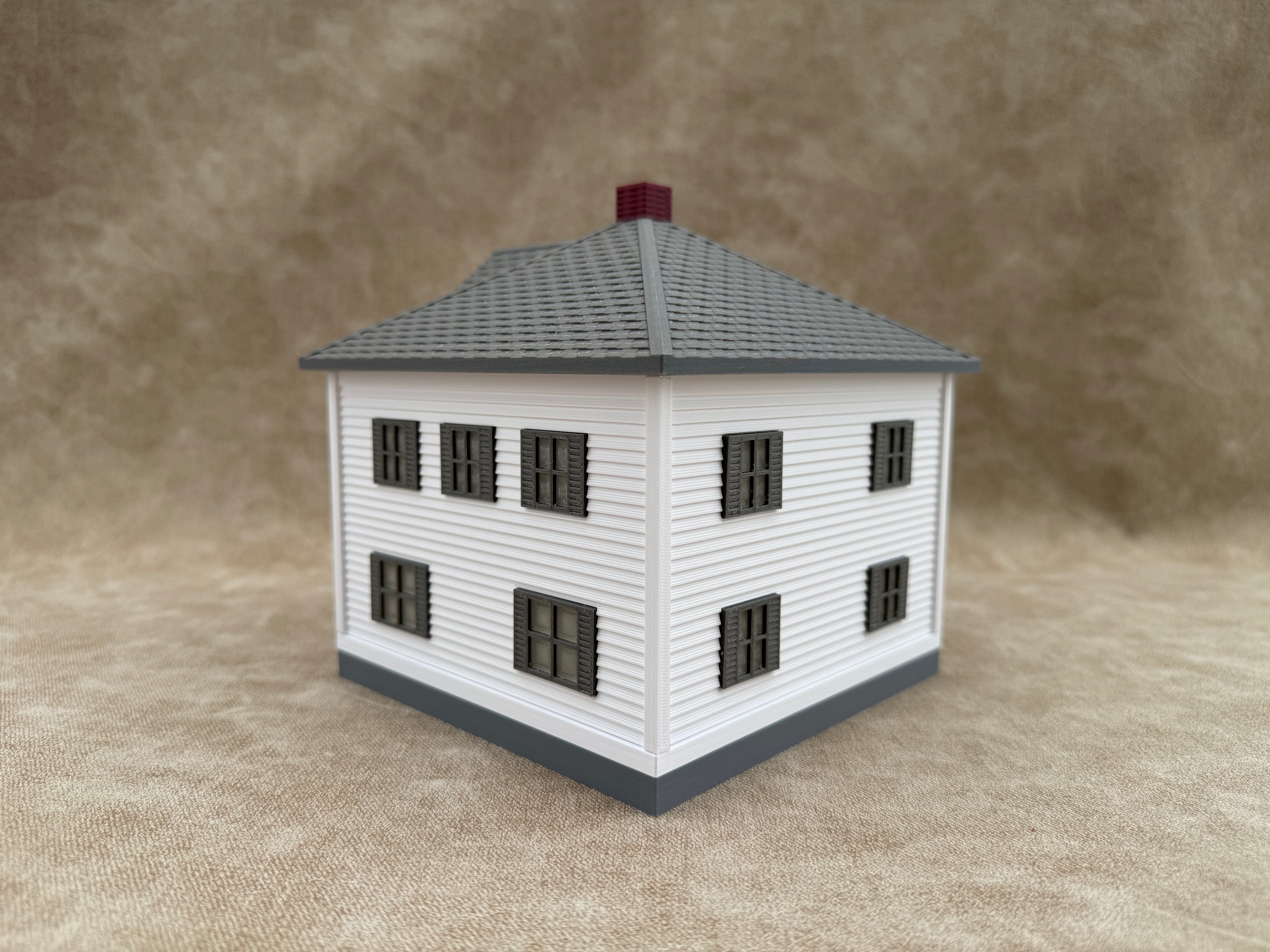 1/64 Scale House & Garage Combo - Early 1900s Sears Farm House - Farm Set Model - Gray Roof