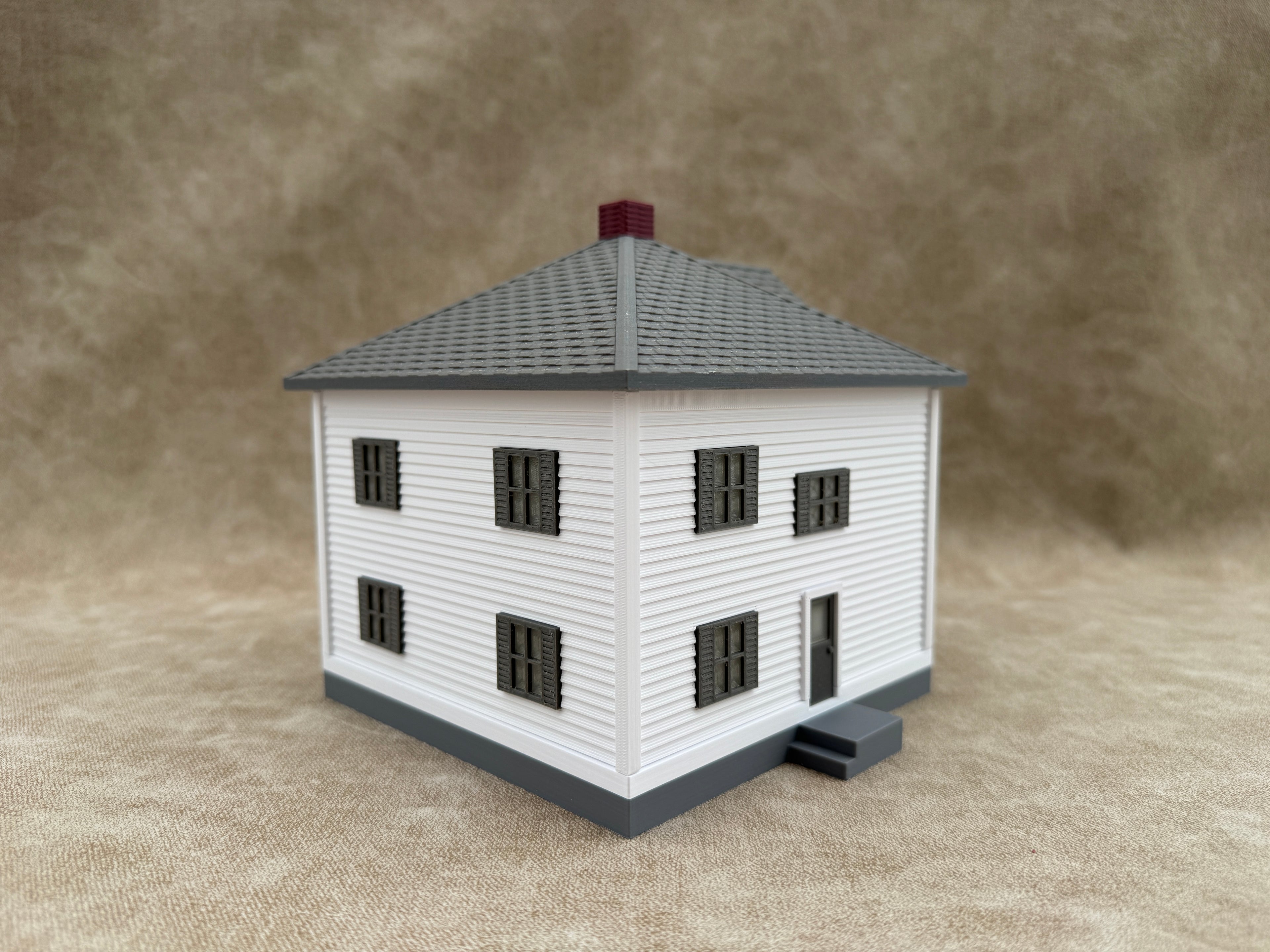 1/64 Scale House & Garage Combo - Early 1900s Sears Farm House - Farm Set Model - Gray Roof