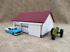 1/64 Scale Garage - Early 1940s Farm Garage - Farm Set Model - Maroon Roof