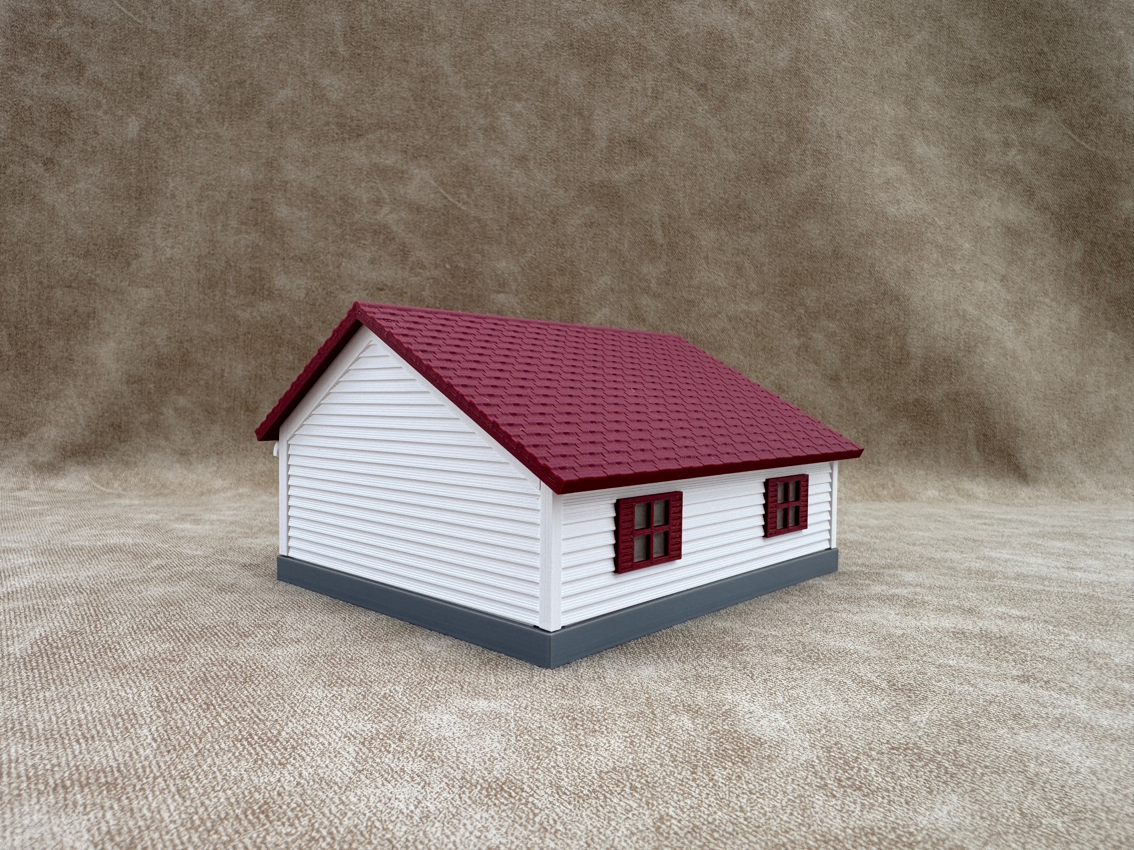 1/64 Scale Garage - Early 1940s Farm Garage - Farm Set Model - Maroon Roof
