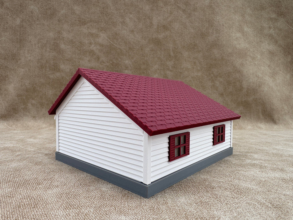 1/64 Scale House & Garage Combo - Early 1900s Sears Farm House - Farm Set Model - Maroon Red
