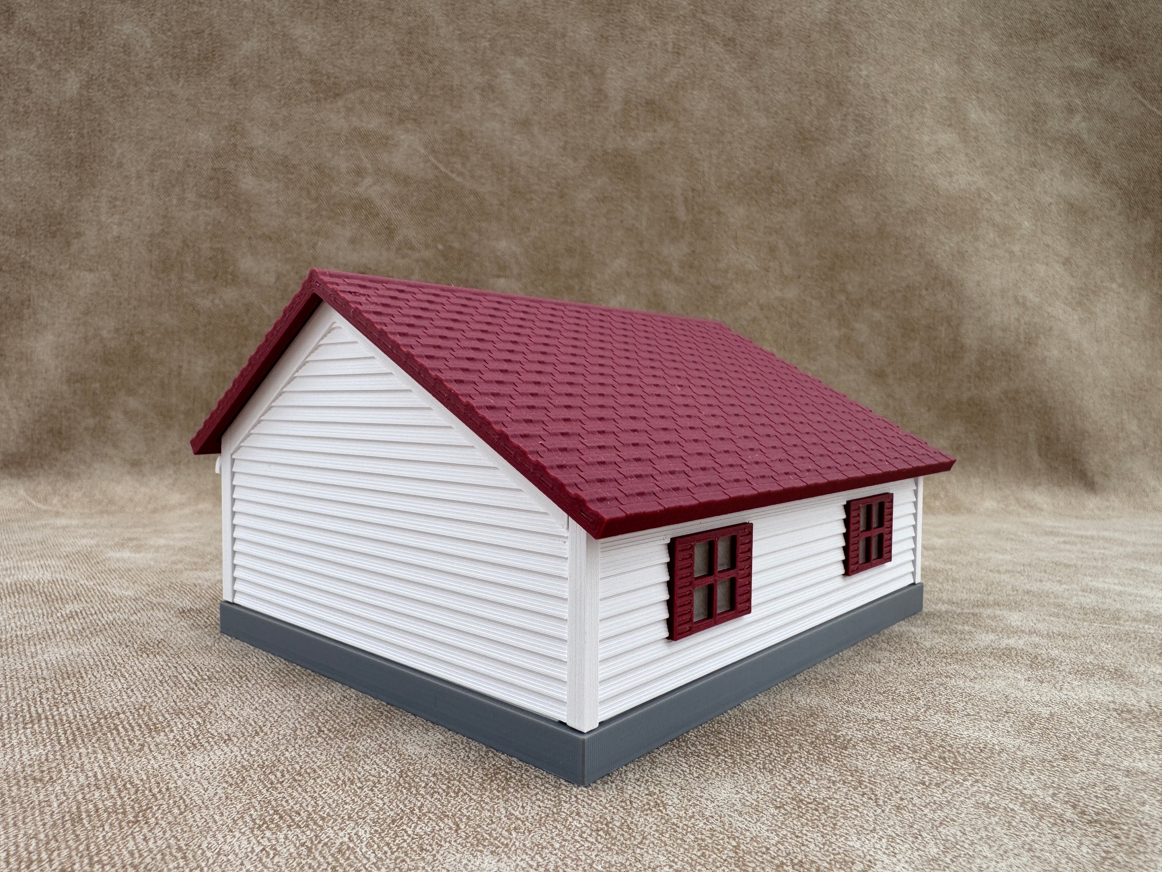 1/64 Scale House & Garage Combo - Early 1900s Sears Farm House - Farm Set Model - Maroon Red