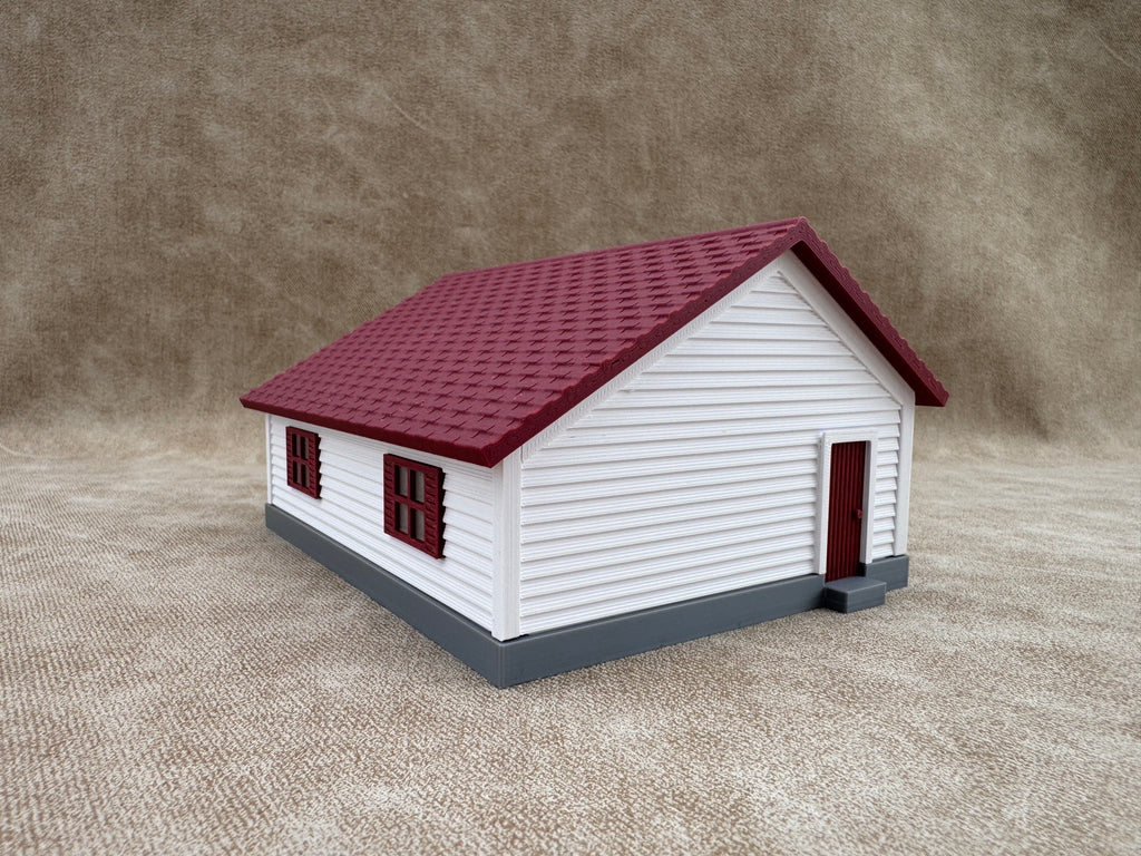 1/64 Scale Garage - Early 1940s Farm Garage - Farm Set Model - Maroon Roof