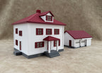 1/64 Scale House & Garage Combo - Early 1900s Sears Farm House - Farm Set Model - Maroon Red