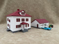 1/64 Scale House & Garage Combo - Early 1900s Sears Farm House - Farm Set Model - Maroon Red