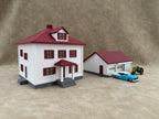 1/64 Scale House & Garage Combo - Early 1900s Sears Farm House - Farm Set Model - Maroon Red