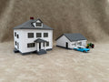 1/64 Scale House & Garage Combo - Early 1900s Sears Farm House - Farm Set Model - Gray Roof
