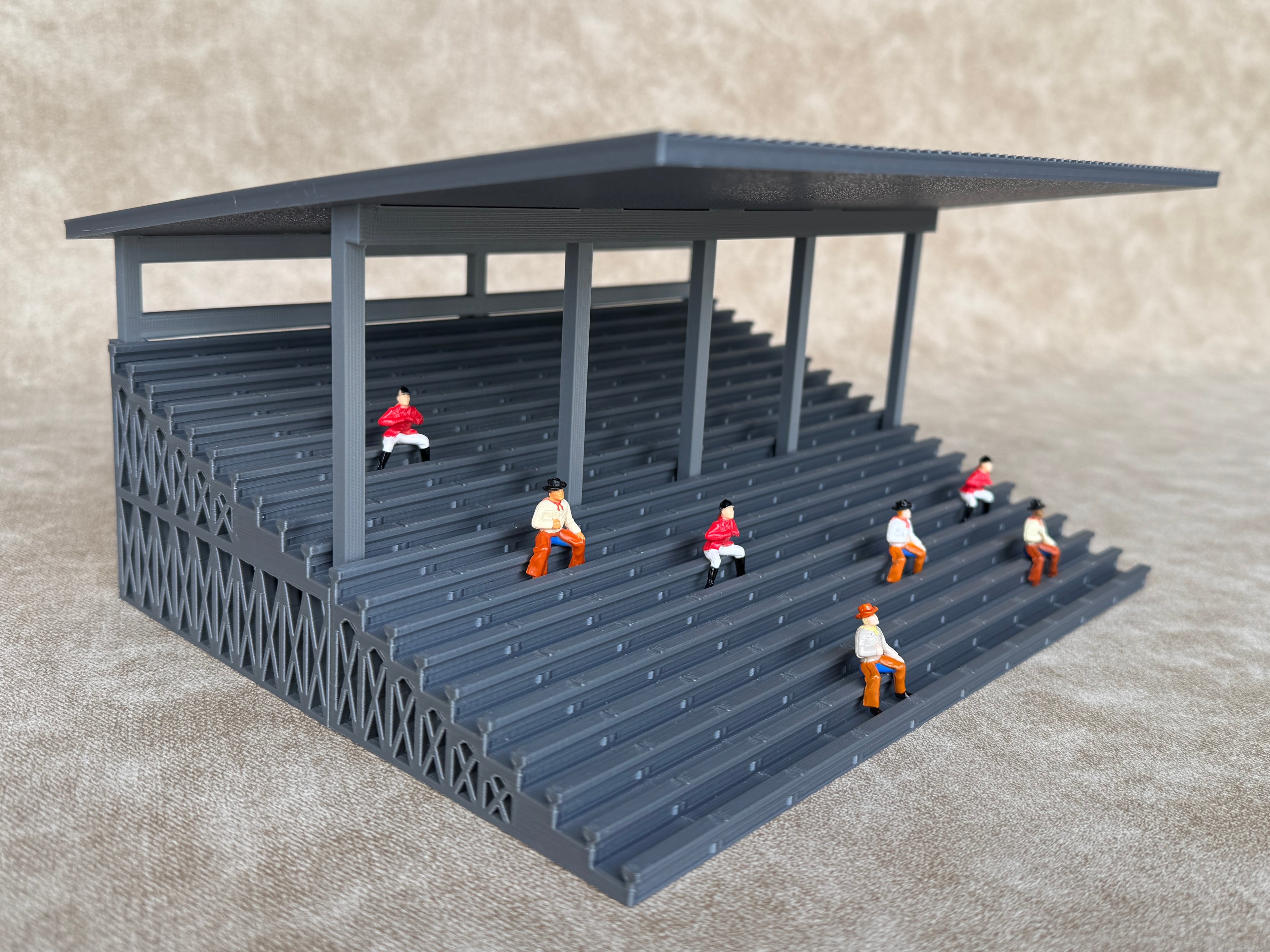 1/64 Scale Fairgrounds Bleachers Deluxe with Roof- Gray Color - Made in USA