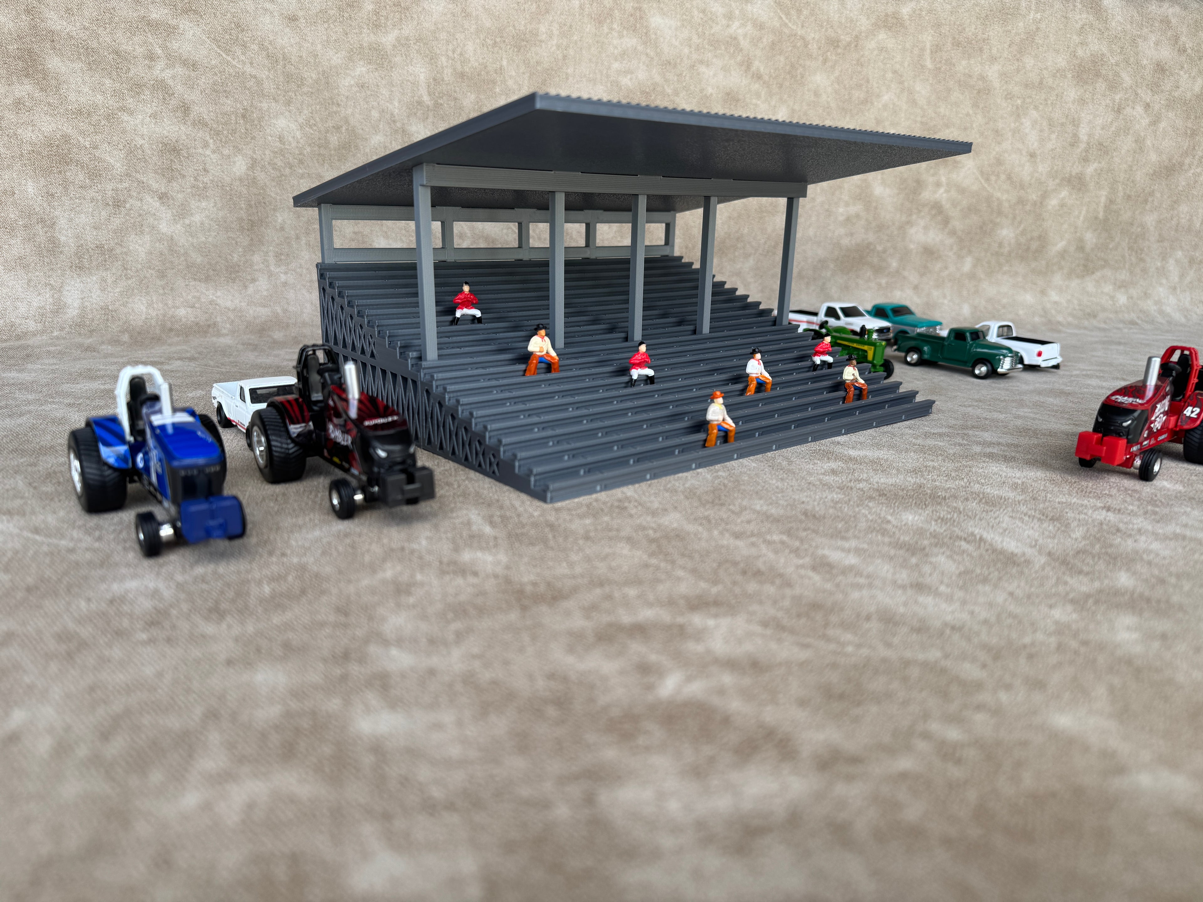 1/64 Scale Fairgrounds Bleachers Deluxe with Roof- Gray Color - Made in USA