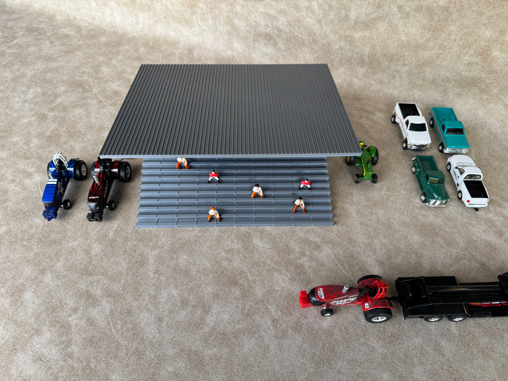 1/64 Scale Fairgrounds Bleachers Deluxe with Roof- Gray Color - Made in USA