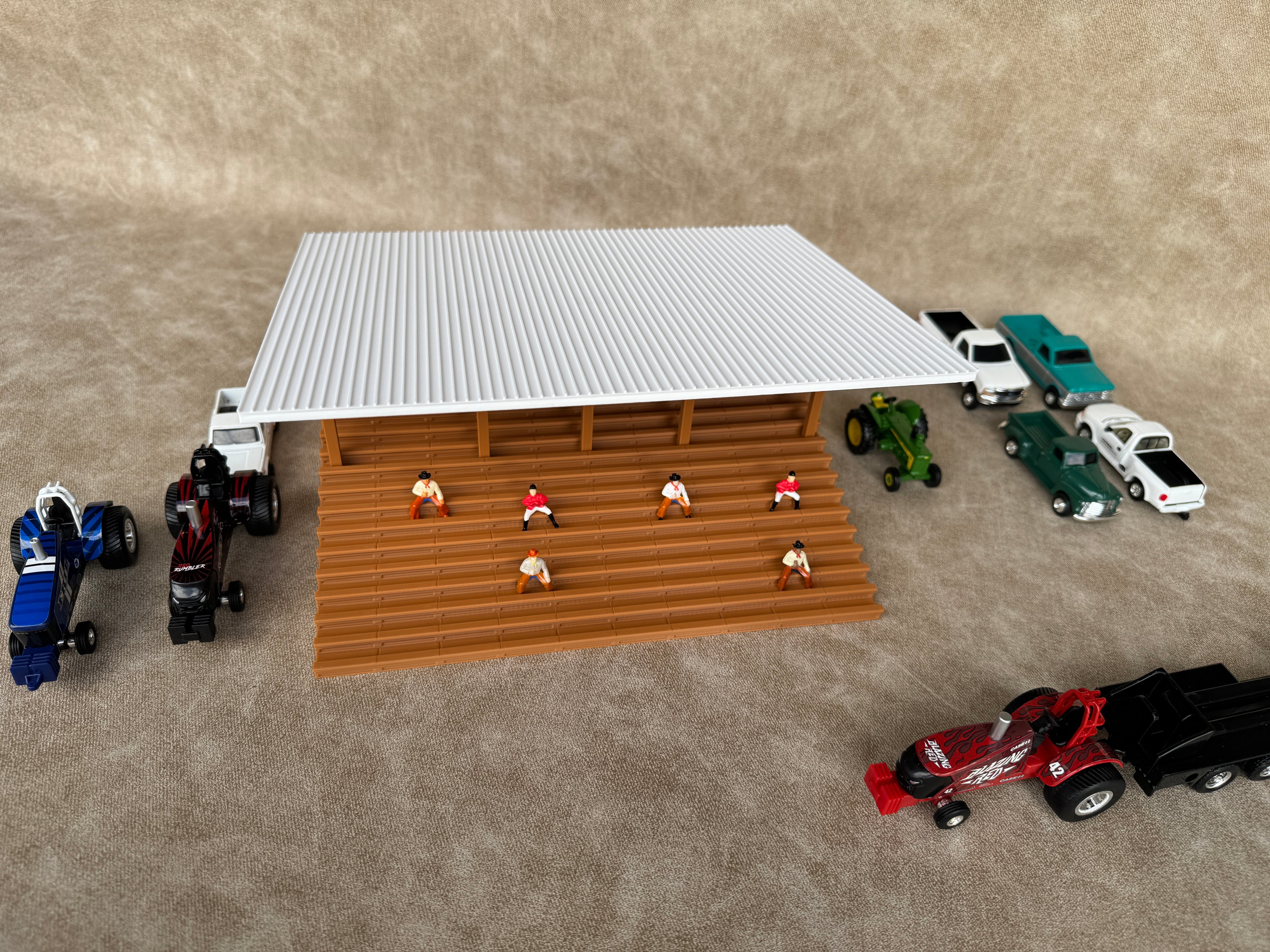 1/64 Scale Fairgrounds Bleachers Deluxe with Roof- Wood Color - Made in USA