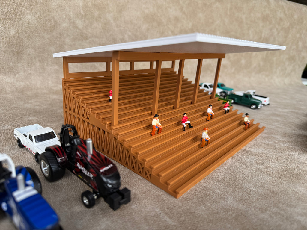 1/64 Scale Fairgrounds Bleachers Deluxe with Roof- Wood Color - Made in USA