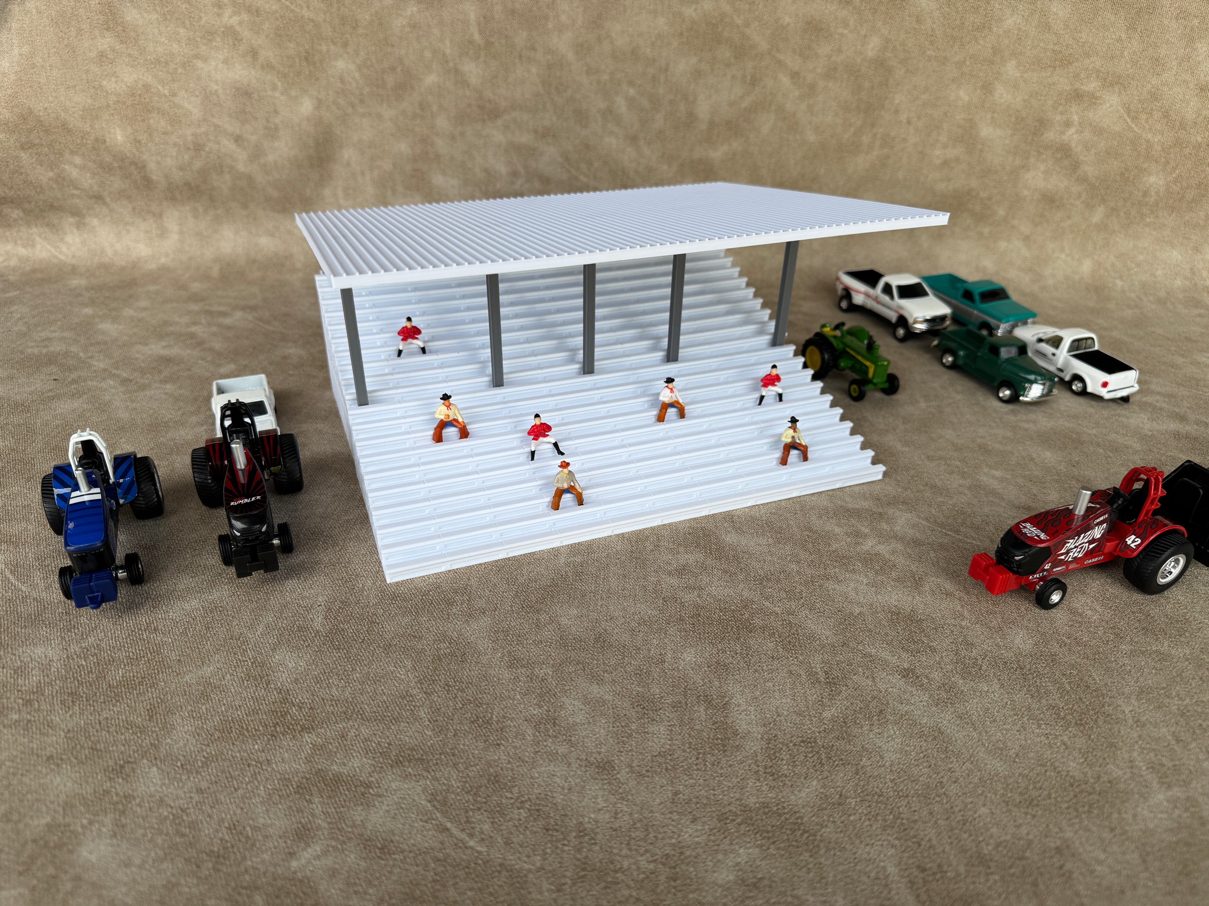 1/64 Scale Fairgrounds Bleachers Deluxe with Roof- White Color - Made in USA