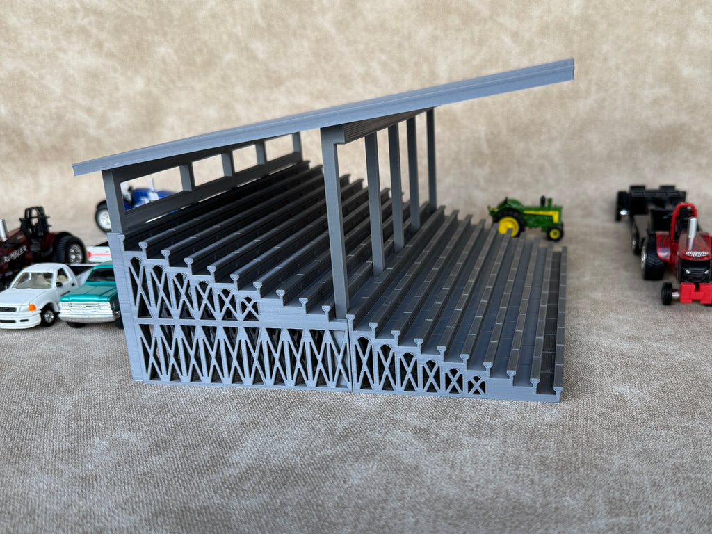 1/64 Scale Fairgrounds Bleachers Deluxe with Roof- Gray Color - Made in USA