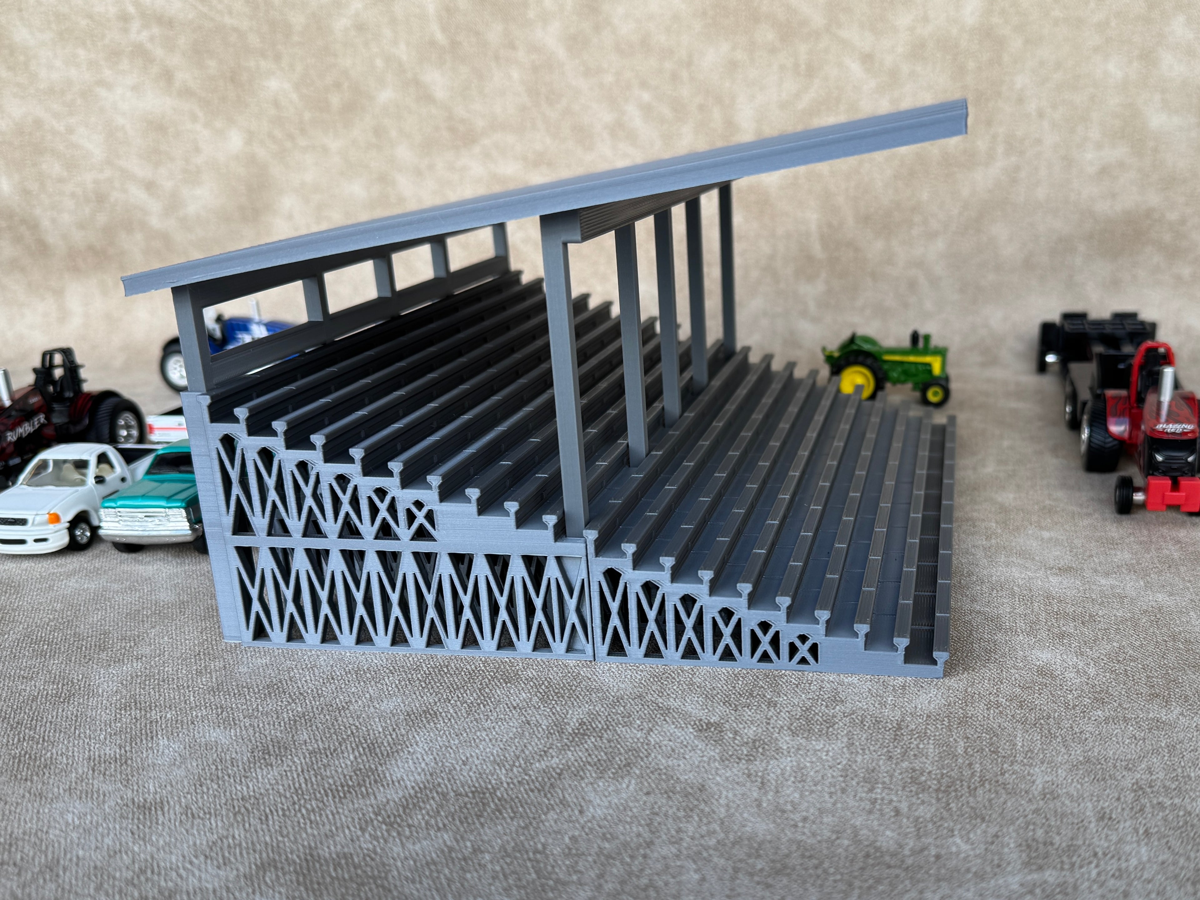 1/64 Scale Fairgrounds Bleachers Deluxe with Roof- Gray Color - Made in USA