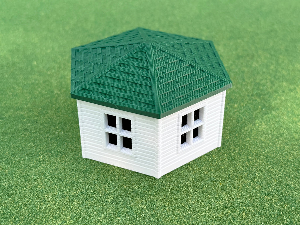 1/64 Scale - Hexagon Chicken Shed - White Siding w/Green Shingles - Made in USA
