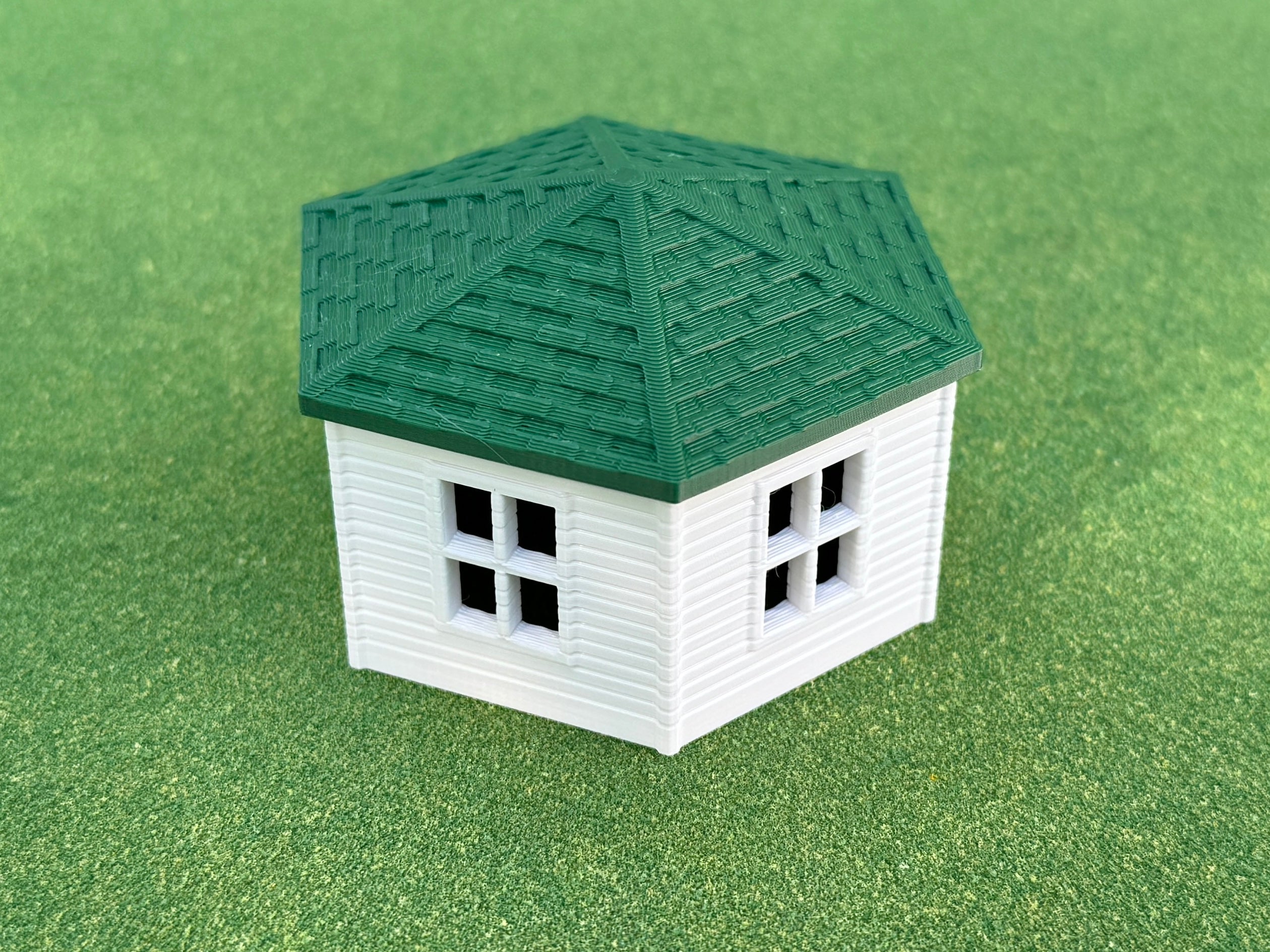 1/64 Scale - Hexagon Chicken Shed - White Siding w/Green Shingles - Made in USA