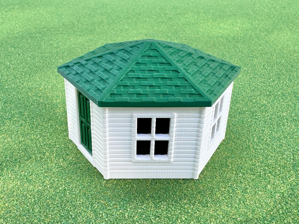 1/64 Scale - Hexagon Chicken Shed - White Siding w/Green Shingles - Made in USA