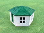 1/64 Scale - Hexagon Chicken Shed - White Siding w/Green Shingles - Made in USA