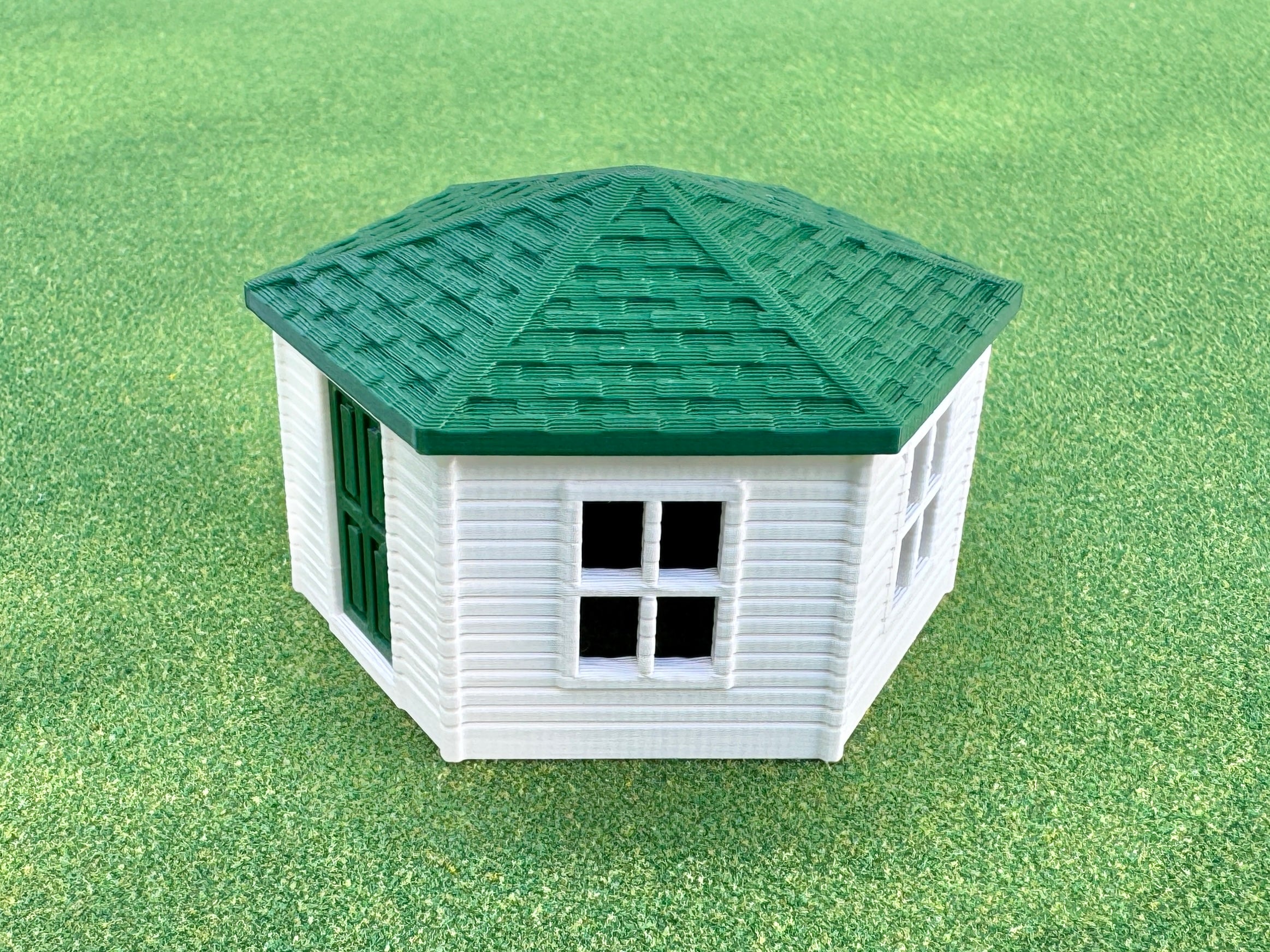 1/64 Scale - Hexagon Chicken Shed - White Siding w/Green Shingles - Made in USA