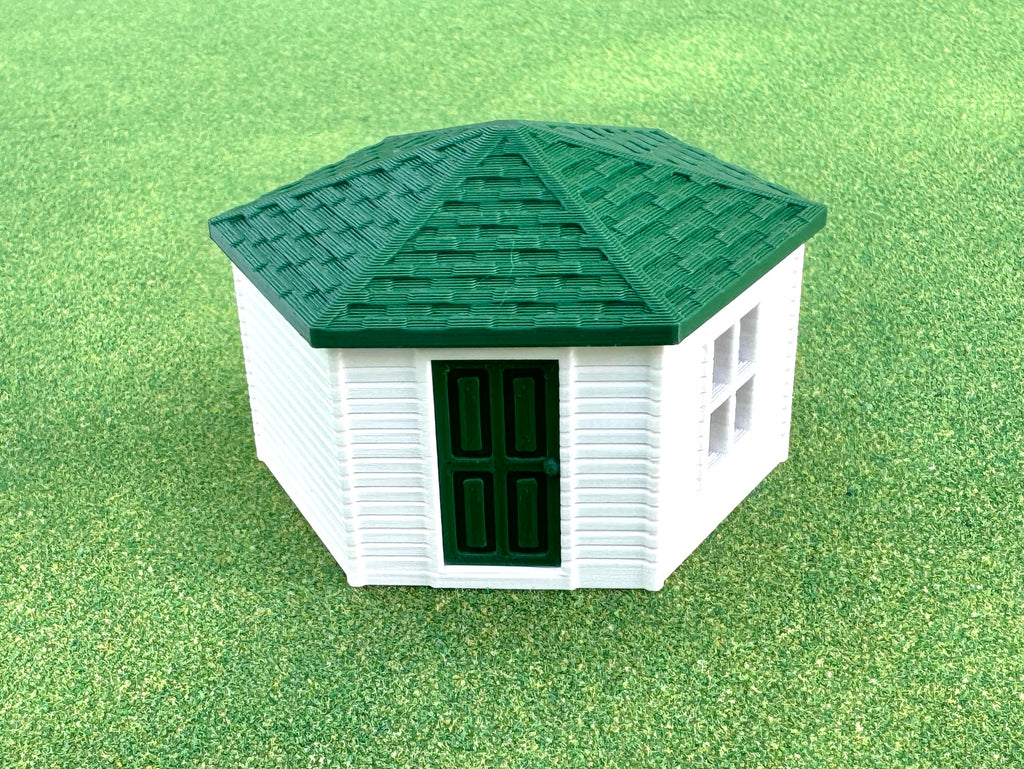 1/64 Scale - Hexagon Chicken Shed - White Siding w/Green Shingles - Made in USA