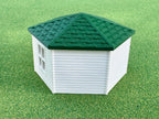 1/64 Scale - Hexagon Chicken Shed - White Siding w/Green Shingles - Made in USA