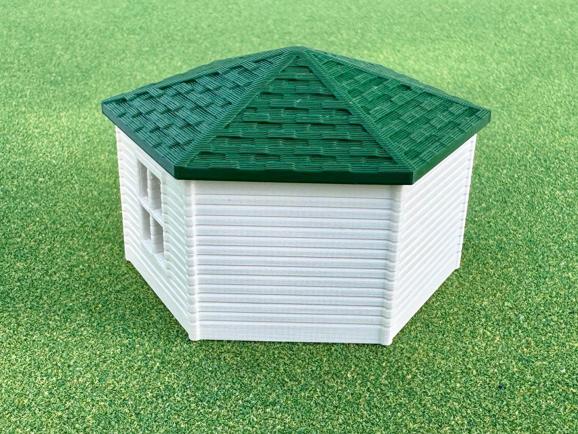 1/64 Scale - Hexagon Chicken Shed - White Siding w/Green Shingles - Made in USA