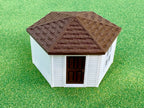 1/64 Scale - Hexagon Chicken Shed - White Siding w/Brown Shingles - Made in USA
