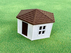 1/64 Scale - Hexagon Chicken Shed - White Siding w/Brown Shingles - Made in USA