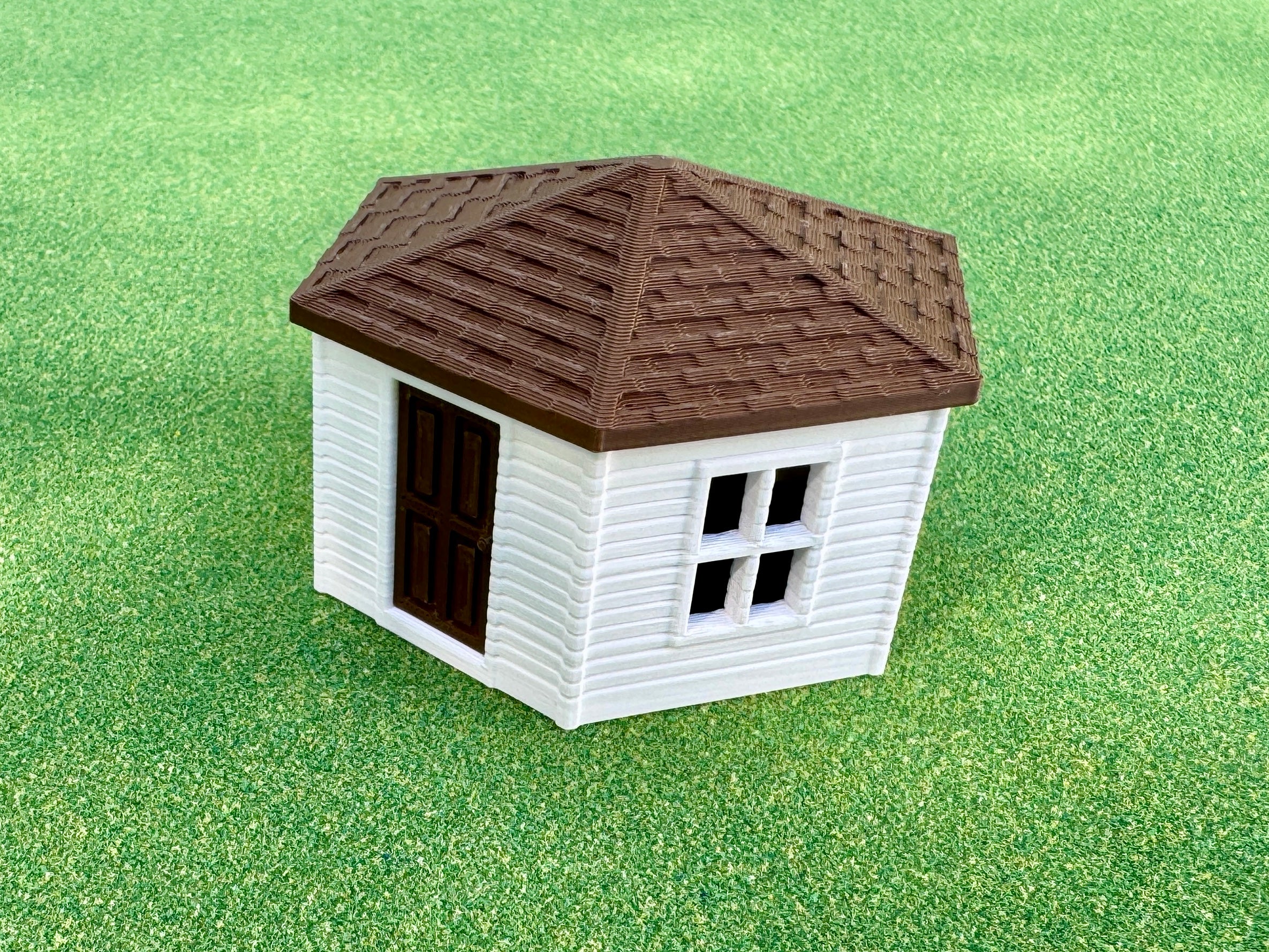 1/64 Scale - Hexagon Chicken Shed - White Siding w/Brown Shingles - Made in USA