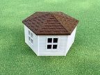 1/64 Scale - Hexagon Chicken Shed - White Siding w/Brown Shingles - Made in USA