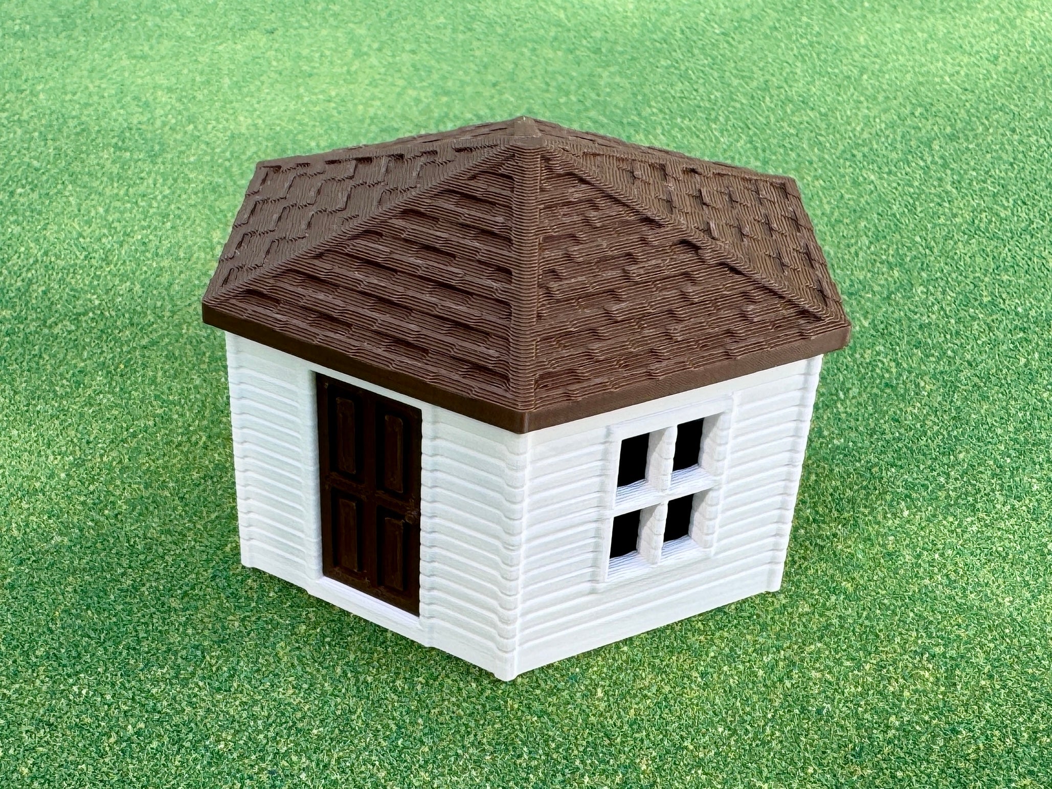 1/64 Scale - Hexagon Chicken Shed - White Siding w/Brown Shingles - Made in USA