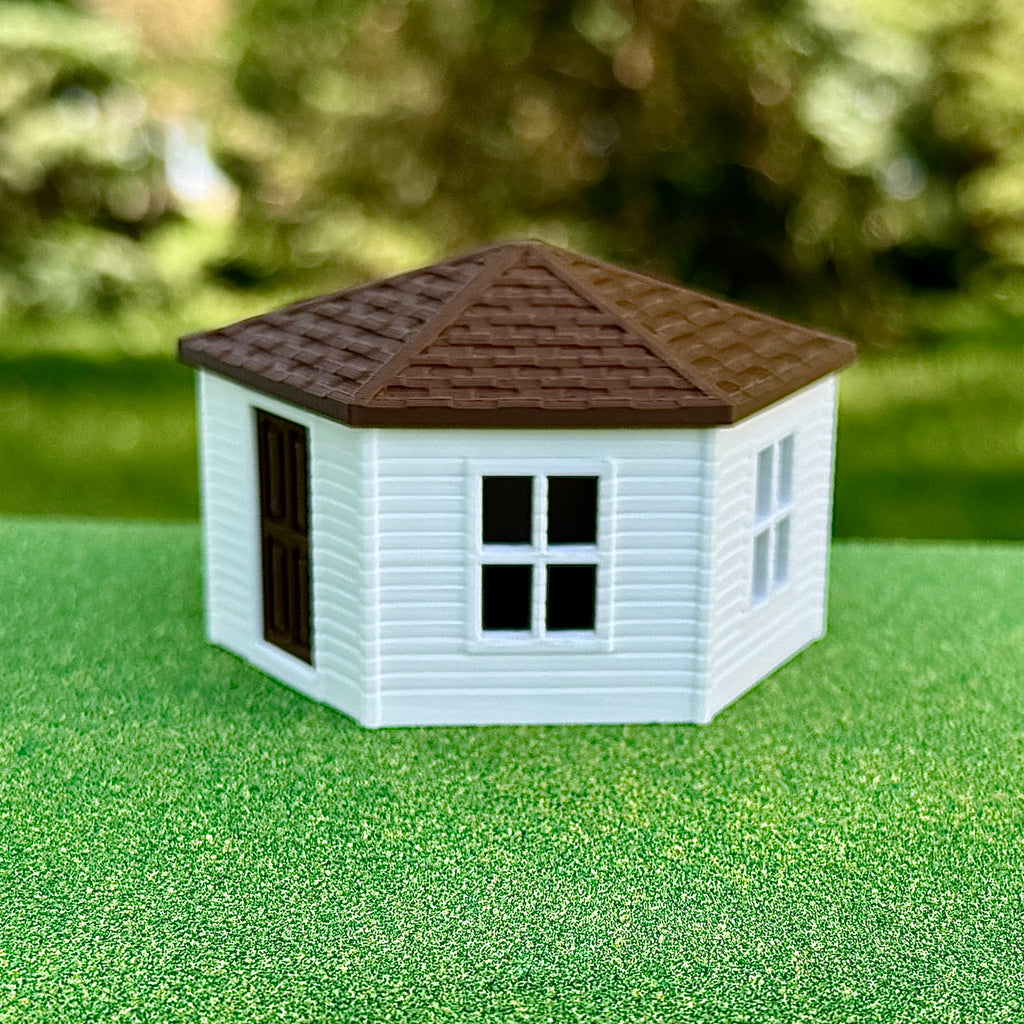 1/64 Scale - Hexagon Chicken Shed - White Siding w/Brown Shingles - Made in USA