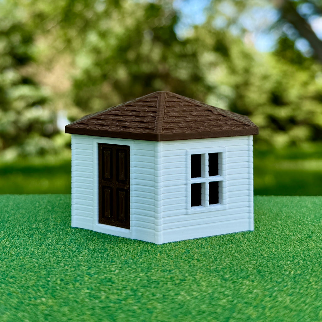 1/64 Scale - Hexagon Chicken Shed - White Siding w/Brown Shingles - Made in USA