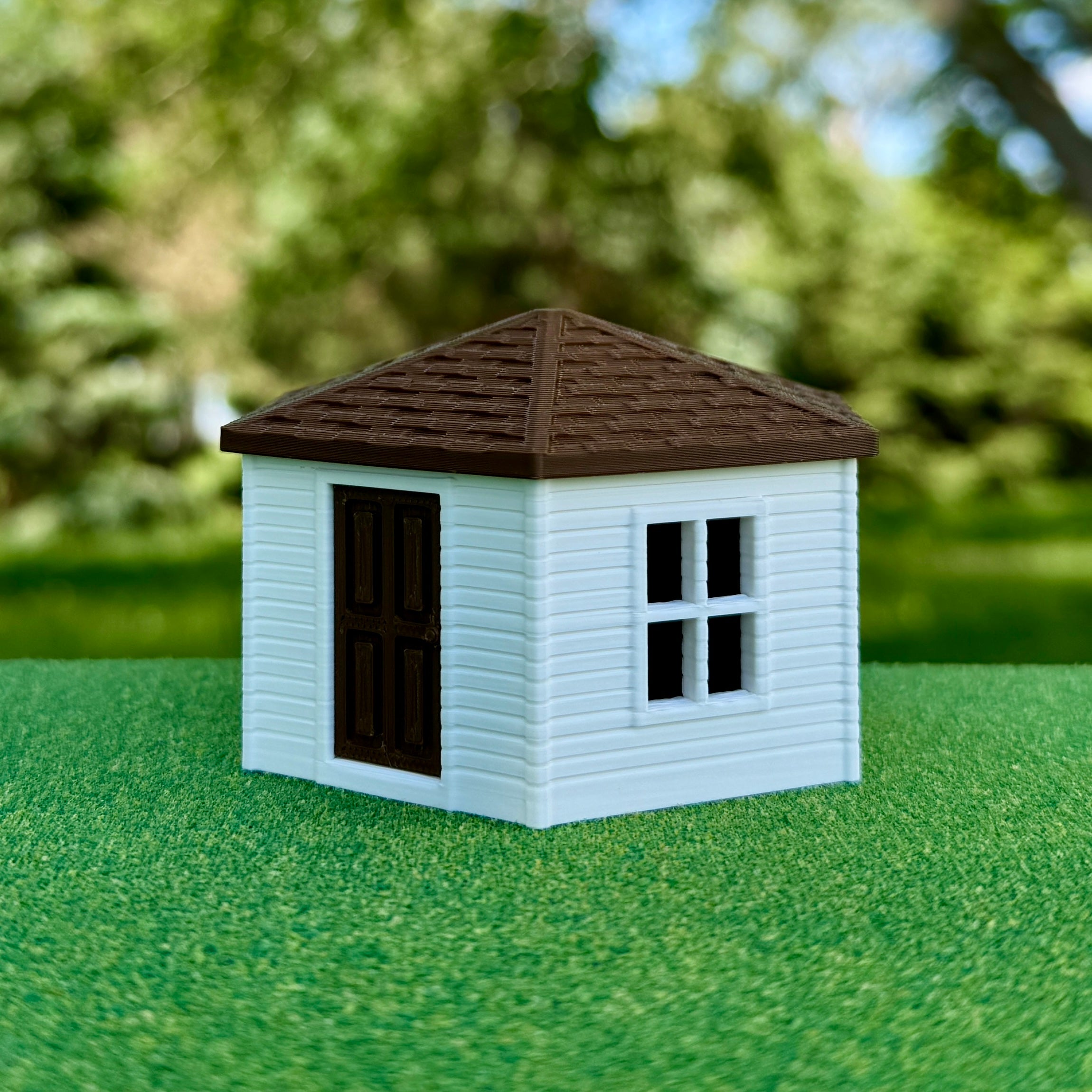 1/64 Scale - Hexagon Chicken Shed - White Siding w/Brown Shingles - Made in USA