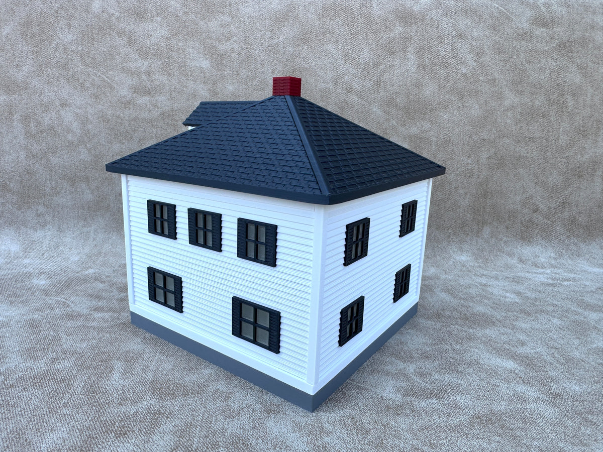 1/64 Scale House & Garage Combo - Early 1900s Sears Farm House - Farm Set Model - Navy/Gray Blue Color