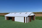 1/64 Scale - '70s Style Pole Barn - 100' Scaled Length - White/Brown - Made in USA