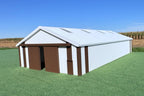 1/64 Scale - '70s Style Pole Barn - 100' Scaled Length - White/Brown - Made in USA