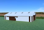 1/64 Scale - '70s Style Pole Barn - 100' Scaled Length - White/Brown - Made in USA